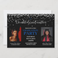 Invitation de double diplôme noir et bleu