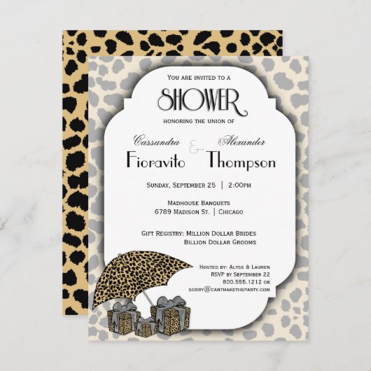 Invitation De Douche À Accent Empreinte de léopard (Devant / Derrière)