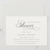 Invitation de douche à couples noir simple Script (Devant / Derrière)