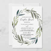 Invitation de douche à feuilles élégantes (Devant)