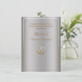 Invitation de douche à l'ancre nautique argent or (Debout devant)