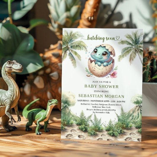 Invitation de douche à l'eau aquarelle de dinosaur