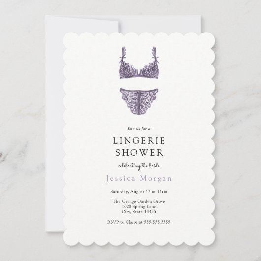 Invitation de douche à lingerie violet (Devant)