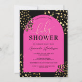 Invitation de douche à motif léopard rose (Devant)