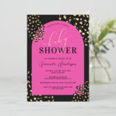 Invitation de douche à motif léopard rose (Debout devant)