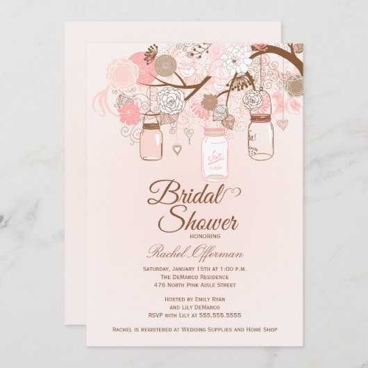 invitation de douche à nuptiale florale de mason r (Devant / Derrière)