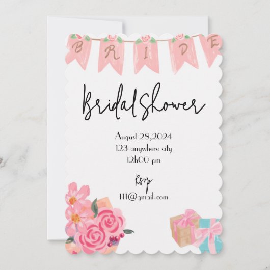 INVITATION DE DOUCHE À PONT FLORALE (Devant)