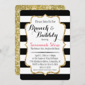 Invitation de douche à rayures noir et blanc (Devant / Derrière)