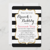 Invitation de douche à rayures noir et blanc (Devant)