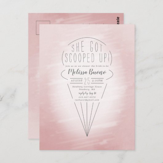 Invitation de douche à thème de glace à la cuillèr (Devant / Derrière)