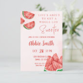 Invitation de douche à thème pastèque rose (Debout devant)
