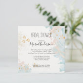 Invitation de douche abstraite corail bleu (Debout devant)