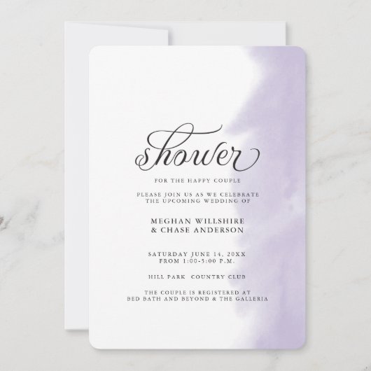 Invitation de douche | Aquarelle Lilac (Devant)