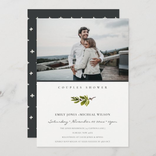 Invitation de douche avec pommeau de pin minimal (Devant / Derrière)