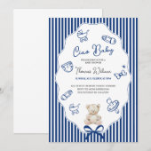 Invitation de douche bébé bleu Ciao bambino (Devant / Derrière)