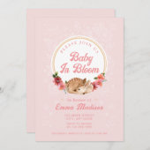 Invitation de douche bébé Cerf de la forêt en fleu (Devant / Derrière)