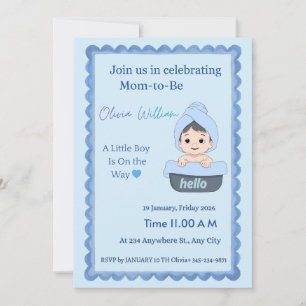 Invitation de douche bébé garçon temps de bain mig