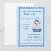 Invitation de douche bébé garçon temps de bain mig (Devant / Derrière)