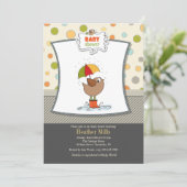 Invitation de douche Bébé Oiseau aux Bottes (Debout devant)