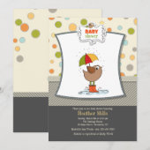 Invitation de douche Bébé Oiseau aux Bottes (Devant / Derrière)