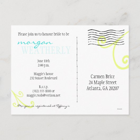 Invitation de douche Birdies (Dos)