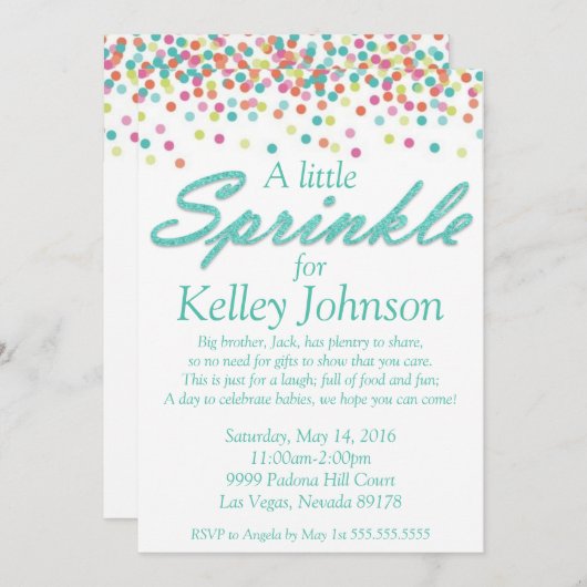 Invitation de douche Bleu Bébé (Devant / Derrière)