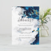 Invitation de douche | Blue Sapphire Watercolor Ge (Debout devant)