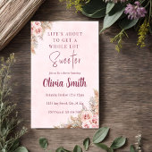 Invitation de douche Bohème Herbe des Pampas Rose