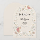 INVITATION DE DOUCHE BOTANIQUE FLORALE ROSE (Devant / Derrière)