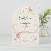 INVITATION DE DOUCHE BOTANIQUE FLORALE ROSE (Debout devant)