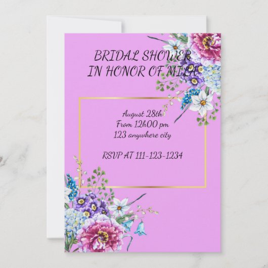 INVITATION DE DOUCHE BRIDAL (Devant)