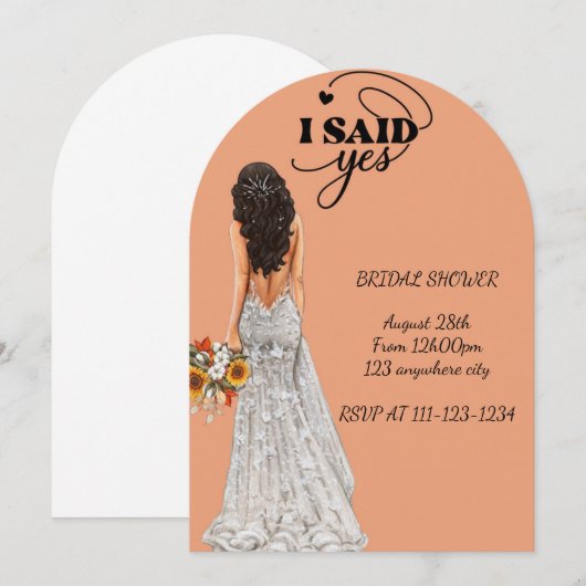 INVITATION DE DOUCHE BRIDAL (Devant / Derrière)