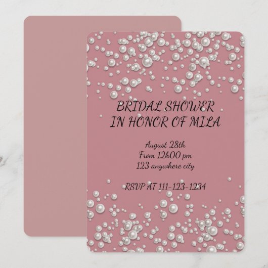 INVITATION DE DOUCHE BRIDAL (Devant / Derrière)