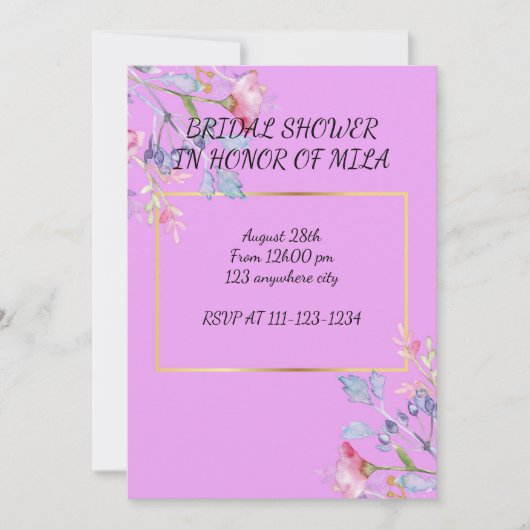 INVITATION DE DOUCHE BRIDAL (Devant)