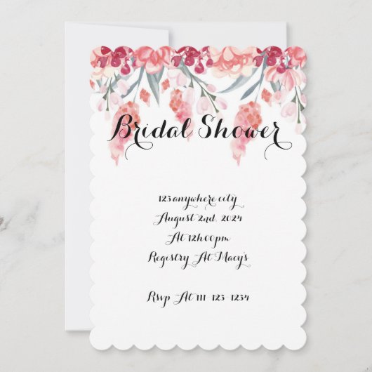 INVITATION DE DOUCHE BRIDAL BLANC, FÊTE DES MARIÉE (Devant)