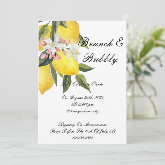 INVITATION DE DOUCHE BRIDAL LIMONCELLO (Debout devant)