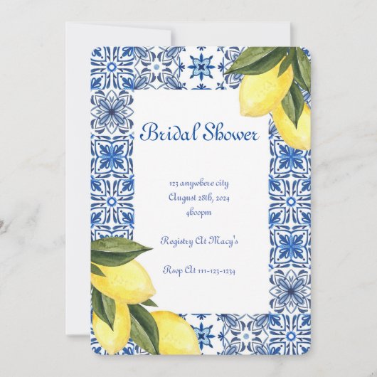 INVITATION DE DOUCHE BRIDAL LIMONCELLO (Devant)