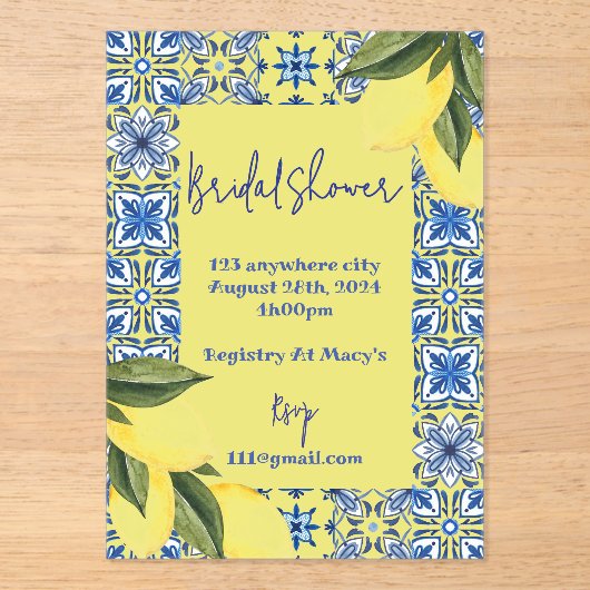 INVITATION DE DOUCHE BRIDAL LIMONCELLO (Recto)