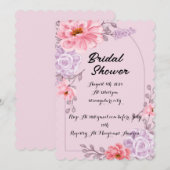 INVITATION DE DOUCHE BRIDAL ROSE (Devant / Derrière)