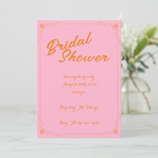 INVITATION DE DOUCHE BRIDAL ROSE (Debout devant)