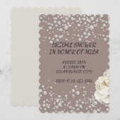 INVITATION DE DOUCHE BRIDALE AVEC PERLES FAUX (Devant / Derrière)