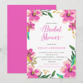 INVITATION DE DOUCHE BRIDALE - fleurs d'or violet (Devant / Derrière)