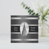 Invitation de douche Chrysler Building Noir, Argen (Debout devant)