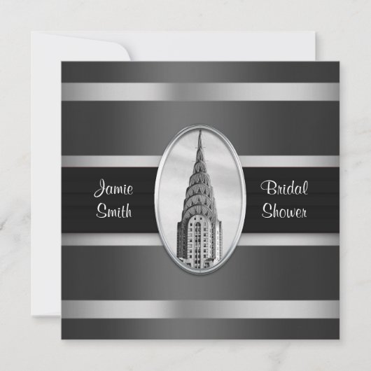 Invitation de douche Chrysler Building Noir, Argen (Devant)