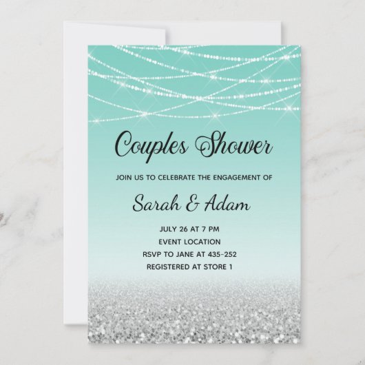 Invitation de douche Couples de Parties scintillan (Devant)