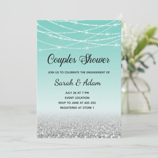 Invitation de douche Couples de Parties scintillan (Debout devant)