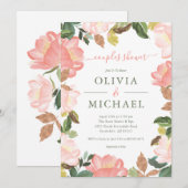 Invitation de douche Couples Roses Blush (Devant / Derrière)