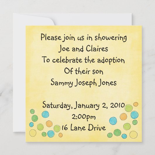 invitation de douche d'adoption (Dos)
