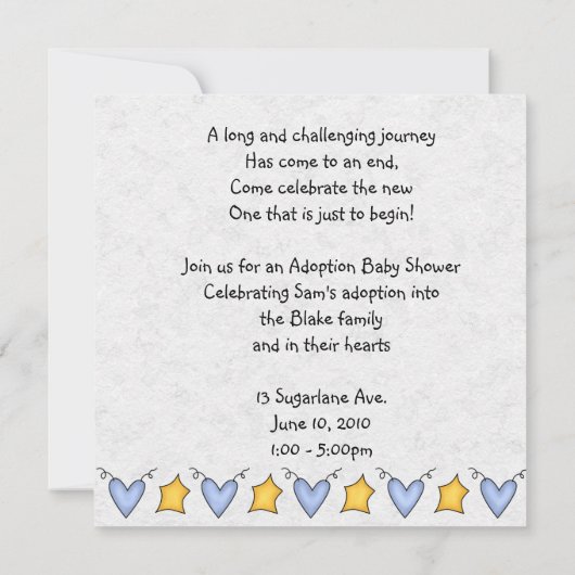 invitation de douche d'adoption (Dos)