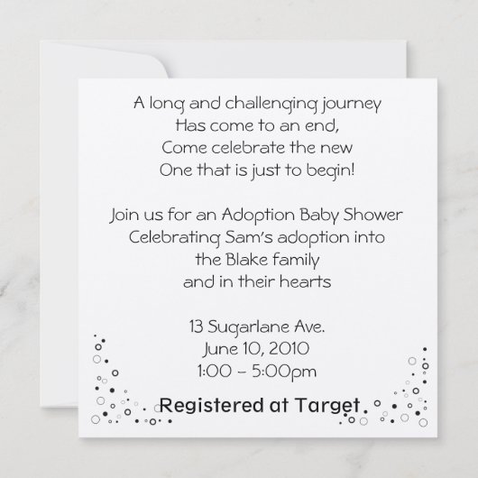 Invitation de douche d'adoption (Dos)
